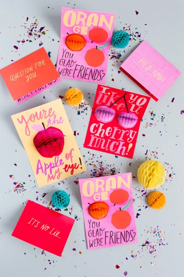 3D Klappkarte basteln zu Valentinstag – coole Ideen und Anleitungen karte ideen früchte romantisch