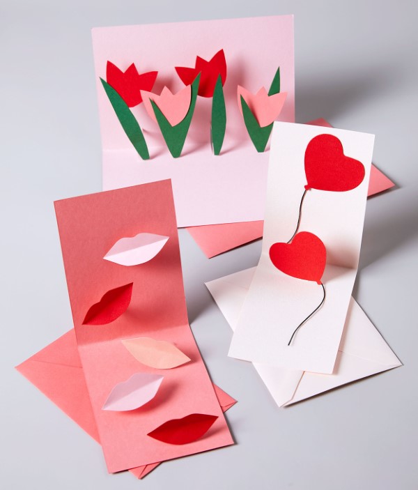 3D Klappkarte basteln zu Valentinstag – coole Ideen und Anleitungen karten verschieden kreativ