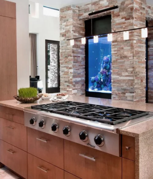 Aquarium zu Hause kann sich in die Küche gut einschreiben moderne Küchengestaltung