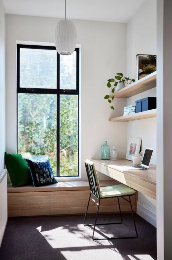 Home Office Guide kleiner Raum abgetrennt vom Wohnbereich schönes Heimbüro herrliche Aussicht