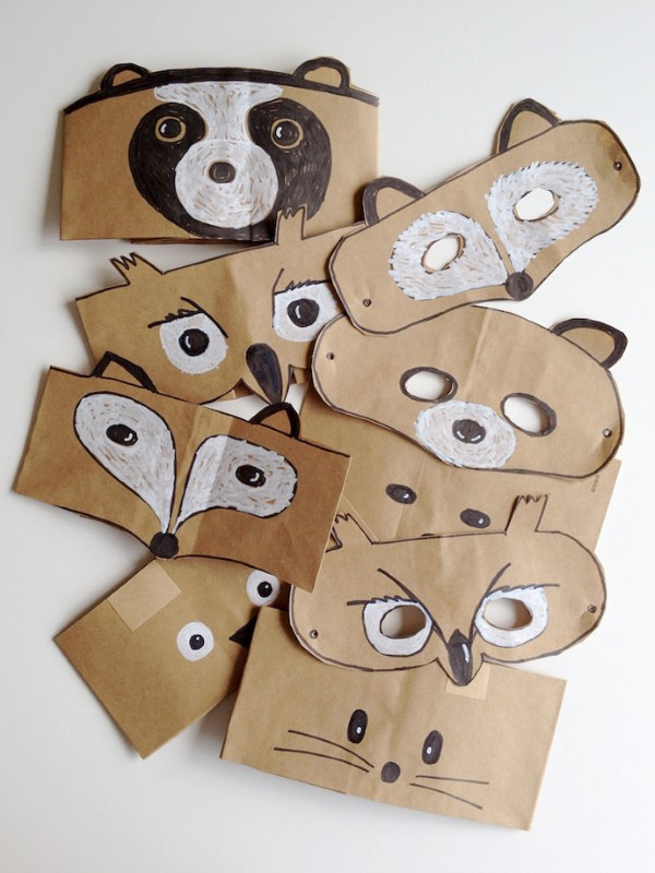 Tiermasken basteln mit Kindern zum Fasching – kreative Ideen und einfache Anleitung einfache masken braunes papier