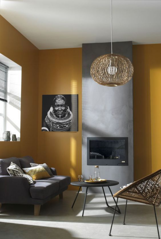 Trendfarben 2021 im Interieur minimalistisches Raumdesign ein auffälliges Farbduo Wandbild