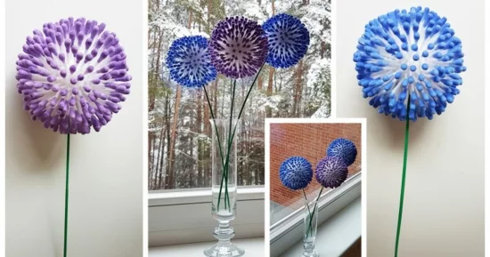 Basteln für Erwachsene - DIY Blumen aus Wattestäbchen