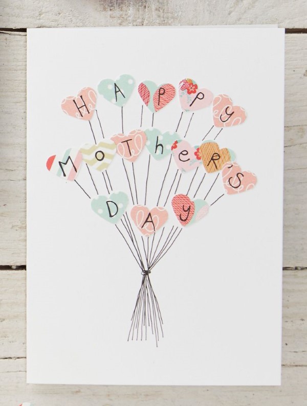 Muttertagskarte basteln – liebevolle Ideen und Anleitungen für Mama ballons aus herzen schön