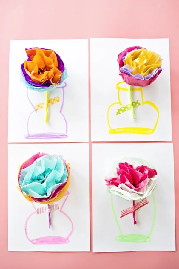 Muttertagskarte basteln – liebevolle Ideen und Anleitungen für Mama papier blumen rosen