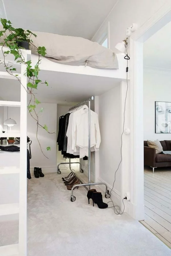 Tumblr Zimmer einrichten Hochbett offener Schrank Schlafzimmergestaltung