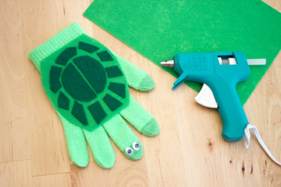 handpuppen selber machen schildkröte aus handschuh