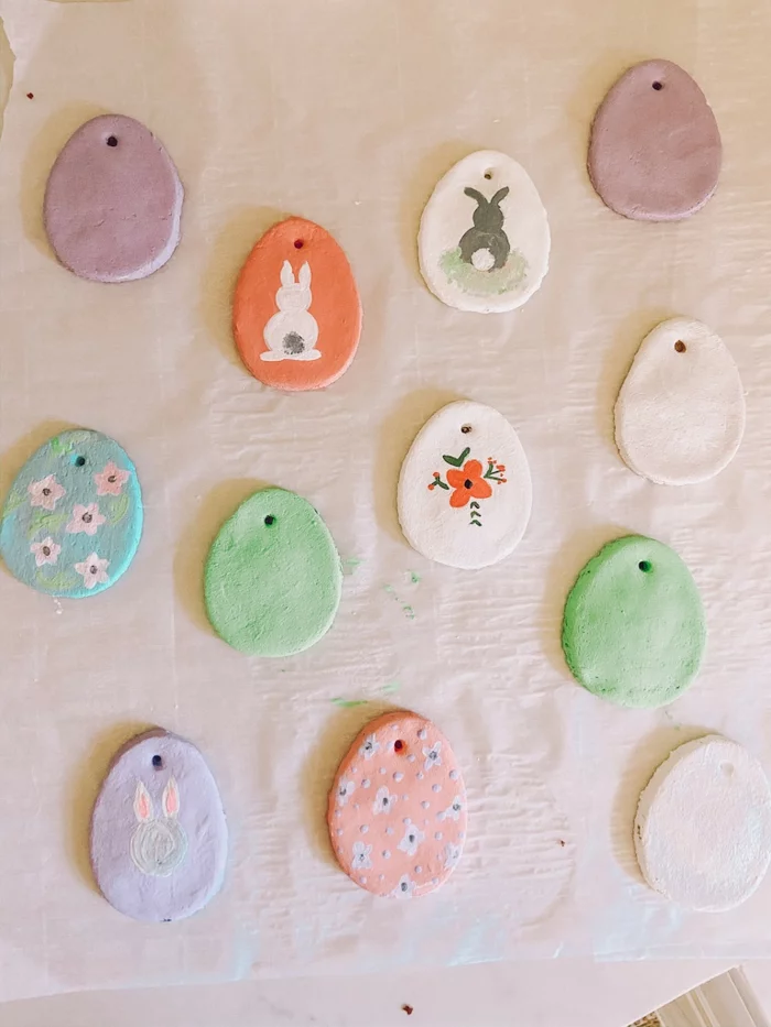 Salzteig Ostern Ideen basteln mit Kindern zu ostern elemente