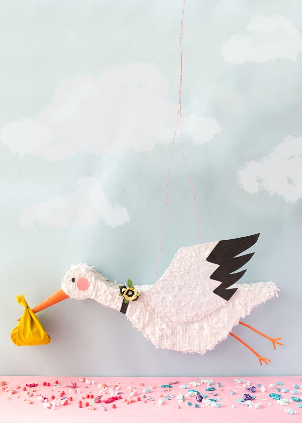 Storch basteln – frische Ideen und Anleitung zum Frühling storch pinata baby party shower