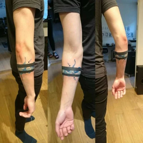 armband tattoo blackwork streifen wasserfarben