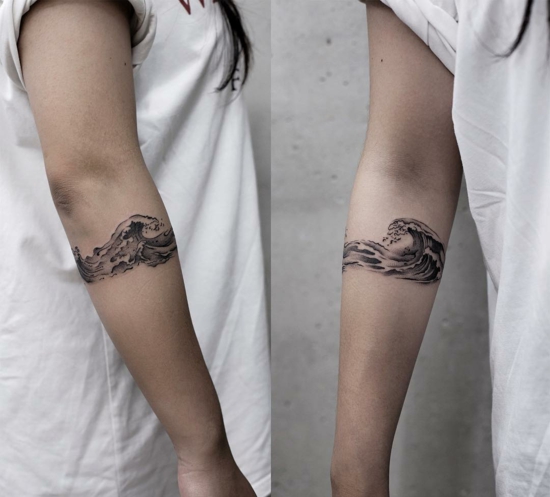 armband tattoo zunami motiv blackwork