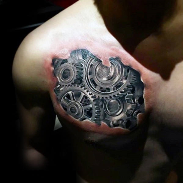 3d tattoos schulter männer biomechanik