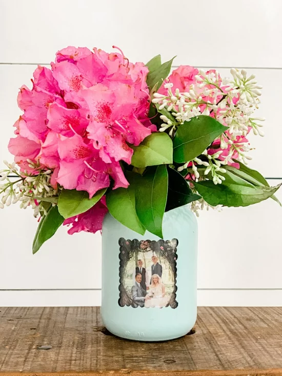 Fotogeschenk Vase mit Rhododendron 