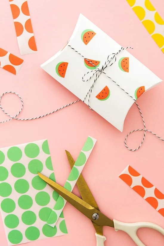 DIY Geschenkverpackungen mit Wassermelonen-Mustern