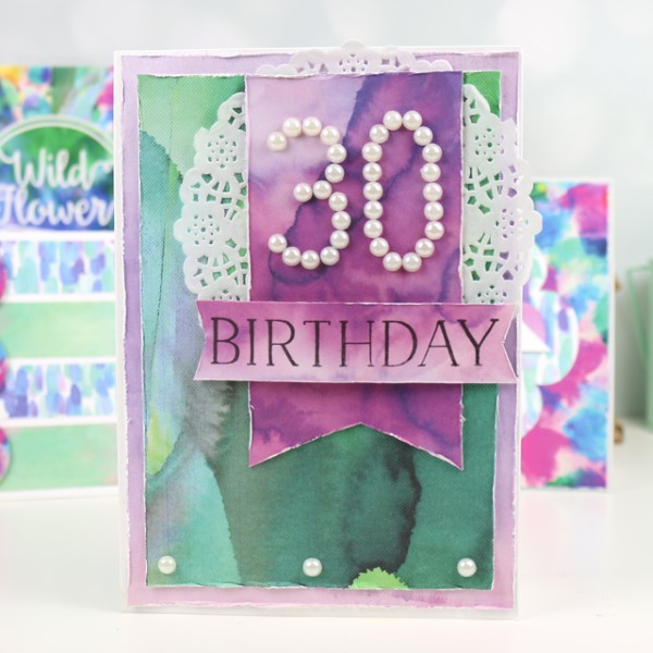 Ausgefallene Geburtstagskarten selber basteln – Ideen zum Inspirieren und Nachmachen 30 geburtstag perlen wasserfarben