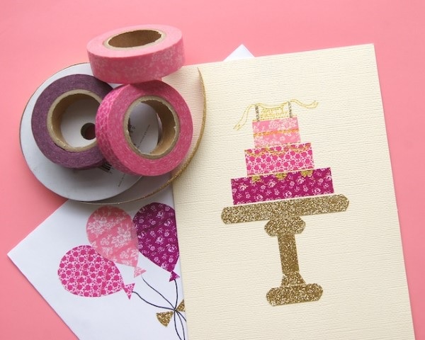 Ausgefallene Geburtstagskarten selber basteln – Ideen zum Inspirieren und Nachmachen washi tape karte ideen