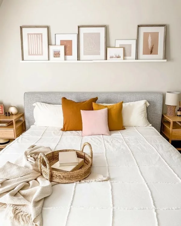 Bilderleiste dekorieren – Ideen und Tipps für eine kreative Wandgestaltung schlafzimmer deko ideen