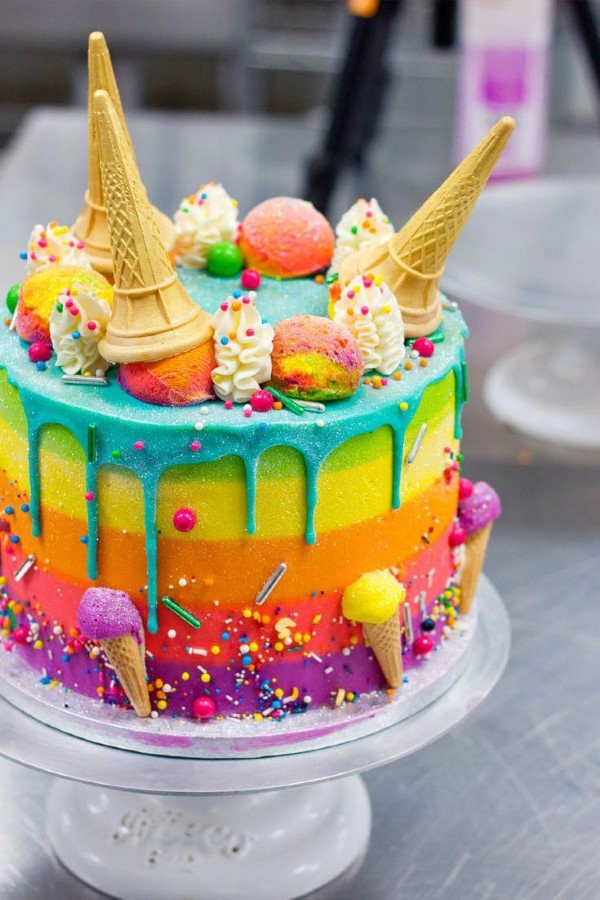 Farbenfrohe und köstliche Regenbogenkuchen Rezept Ideen mirror glaze kuchen bunt