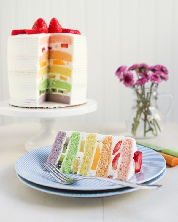 Farbenfrohe und köstliche Regenbogenkuchen Rezept Ideen pastellfarben frucht creme