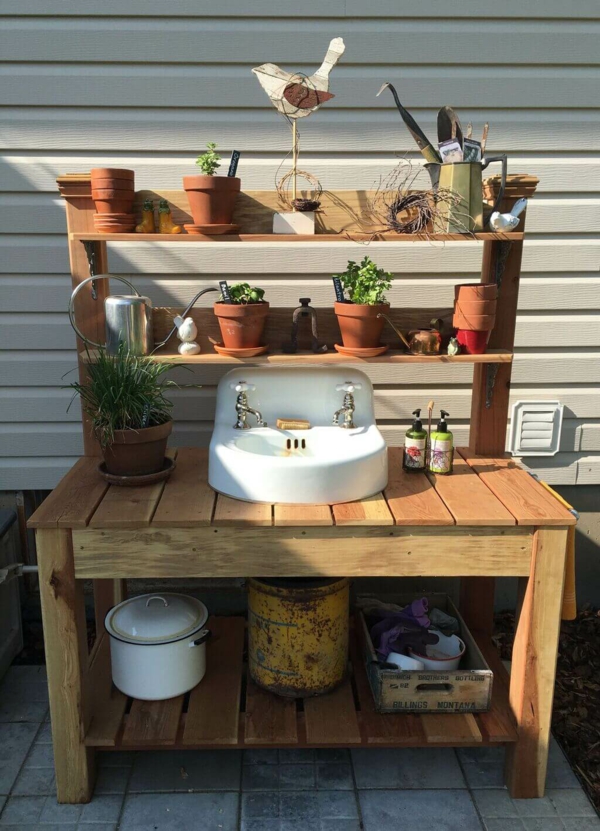 Gartenspüle Ideen Außenbereich gestalten Garten Waschbecken