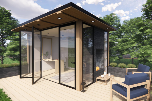 Home Office im Garten Gartenbüro im minimalistischen Stil Einfachheit im Design