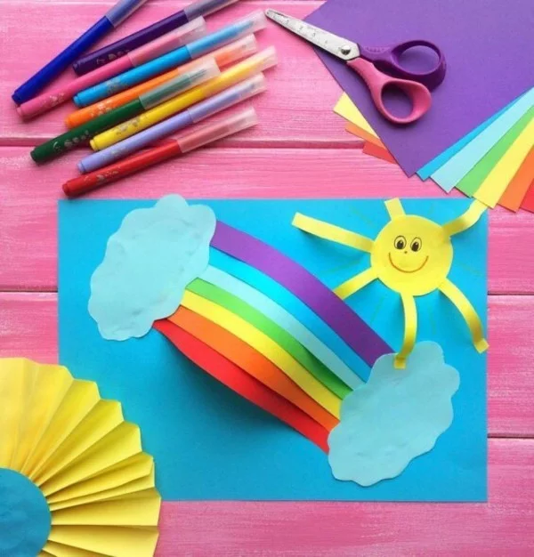 Malen und Basteln mit 2jährigen Kindern – kreative und einfache Ideen für Kleinkinder regenbogen bunt schön