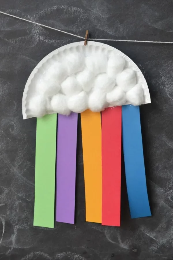 Malen und Basteln mit 2jährigen Kindern – kreative und einfache Ideen für Kleinkinder regenbogen wolke diy