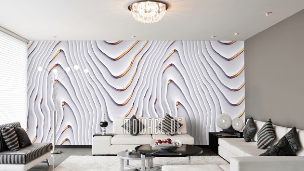 Schöne und moderne 3D Vliestapeten für jedes Interieur und Vorliebe eleganter wandbelag weiß gold wellen motiv tapete