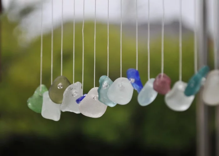 Windspiel basteln mit Naturmaterialien diy ideen sommer glas