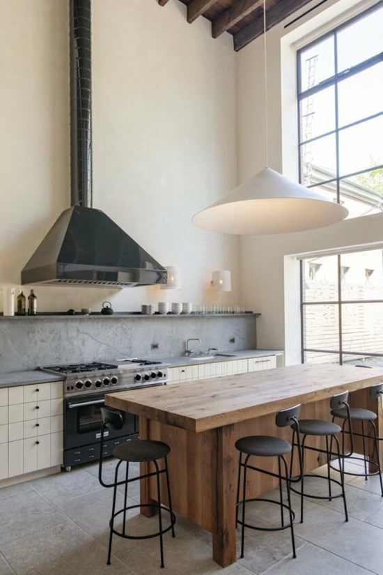 küche ohne hängeschränke modern rustikal
