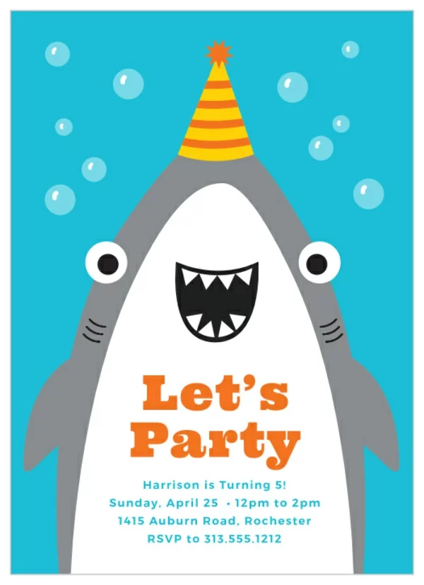 Einladung Wortlaut Kindergeburtstag feiern Einladungskarten Sharkparty