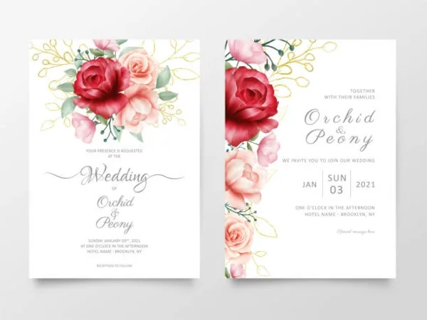 Einladungskarten für Hochzeit Blumen Druck schlichtes Design