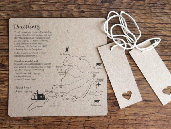 Ideen für Einladungskarten Hochzeit Text Map Karte