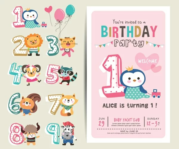 Was schreibt man auf Einladungskarten Kindergeburtstag erste Geburtstagsparty
