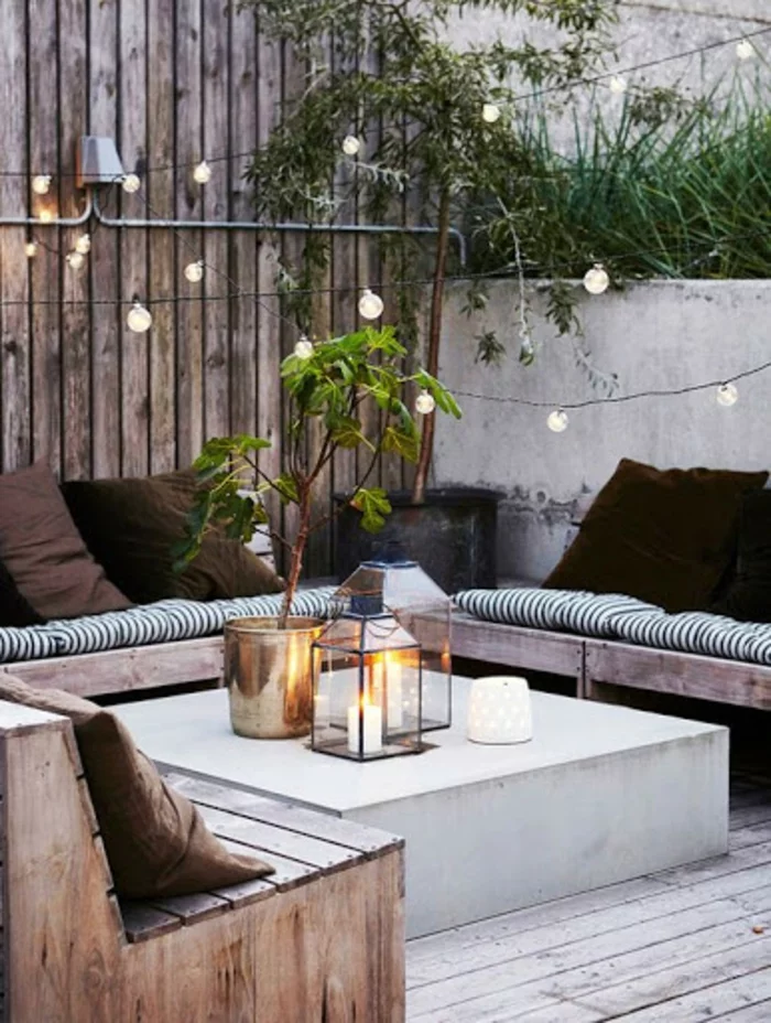 terrasse dekorieren outdoor deko ideen licht