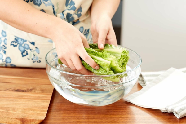 Salat vorbereiten und im Kühlschrank aufbewahren