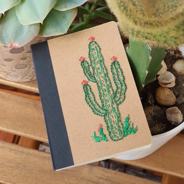 Schulheft gestalten – einzigartige, kreative und einfache Ideen für Teens notizbuch kaktus sticken