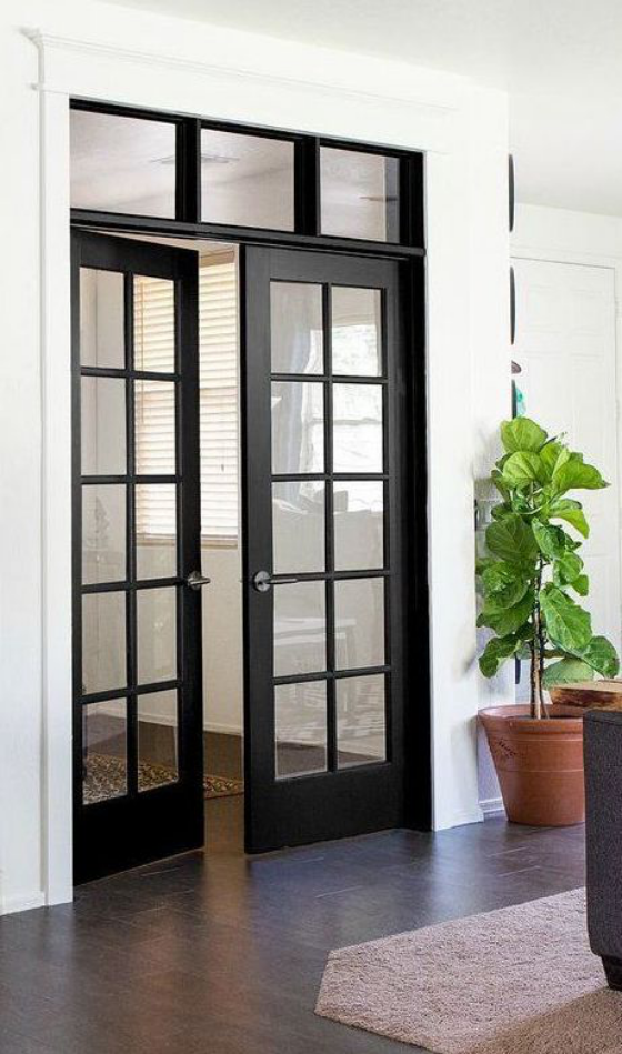 französische Fenstertüren zwei Flügel schwarzer Rahmen in verschiedenen Größen erhältlich