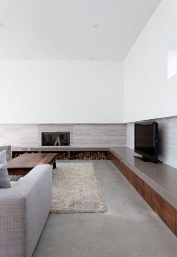 modernes Wohnzimmer minimalistisches Design Weiß und Hellgrau