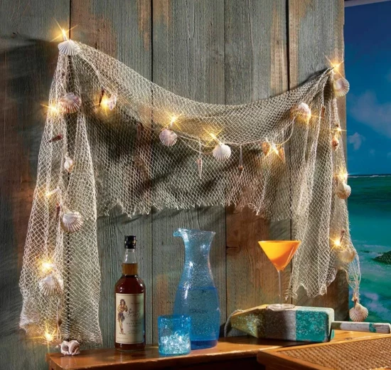 romantische deko fischernetz lichterketten