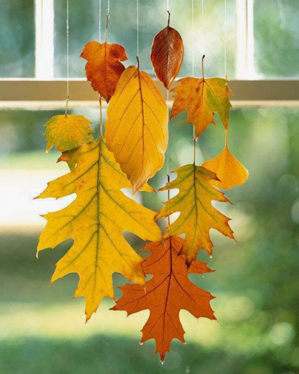 Basteln zum Herbst mit Naturmaterialien aus dem Garten oder Park herbst deko blätter