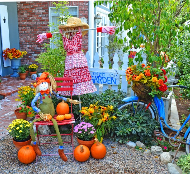 Einen märchenhaften Herbstgarten gestalten – farbenfrohe Ideen und Tipps vogelscheuchen deko ideen