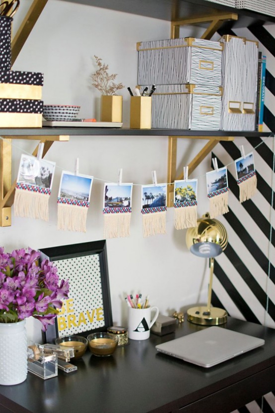 Goldene Akzente im Interieur das Home Office aufpeppen attraktiv und kreativ gestalten Schreibtisch