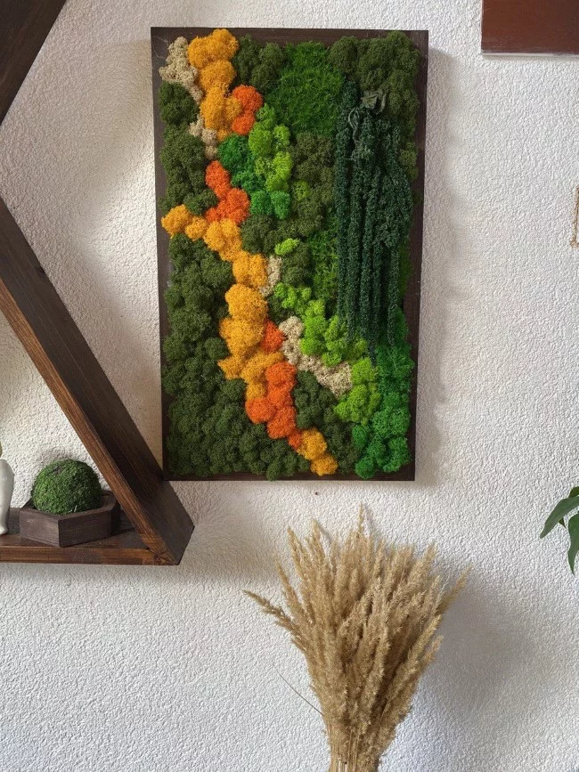 Moosbild selber machen – leichte DIY Anleitungen, Bastelideen und Tipps ausgefallene farben moos konserviert
