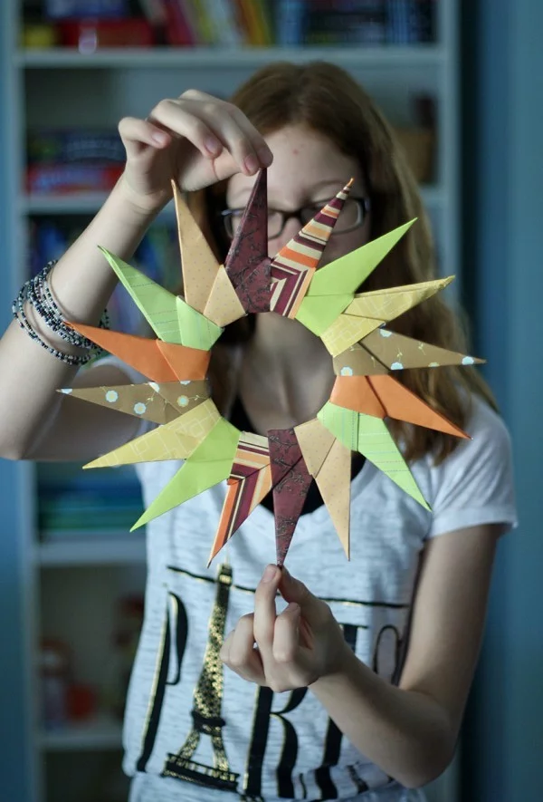 Origami Herbst Deko selber machen – Ideen und Anleitung nach japanischer Art herbstdeko stern ideen