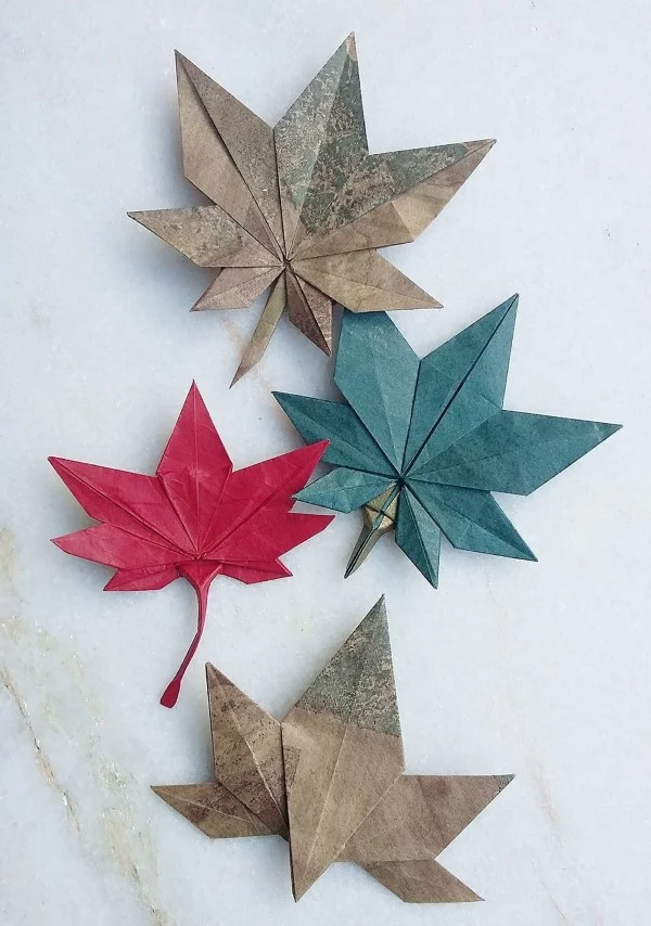 Origami Herbst Deko selber machen – Ideen und Anleitung nach japanischer Art origami blätter japan