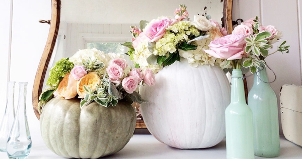 Tischdekoration basteln DIY Kürbis Vase zu Halloween