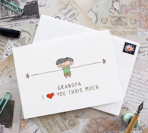 Geschenk für Opa basteln mit Kindern – liebevolle Ideen und 2 einfache DIY Anleitungen grußkarte kinder diy malen