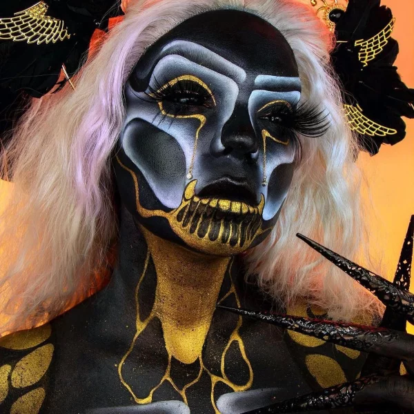 Halloween Makeup Ideen und Tipps für Ihr diesjähriges Kostüm hexe demon ideen schwarz und gold