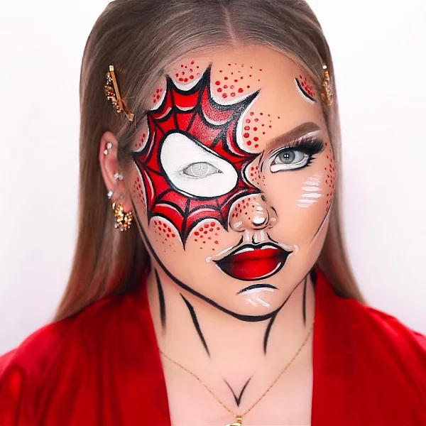 Halloween Makeup Ideen und Tipps für Ihr diesjähriges Kostüm spiderman spiderwoman comic